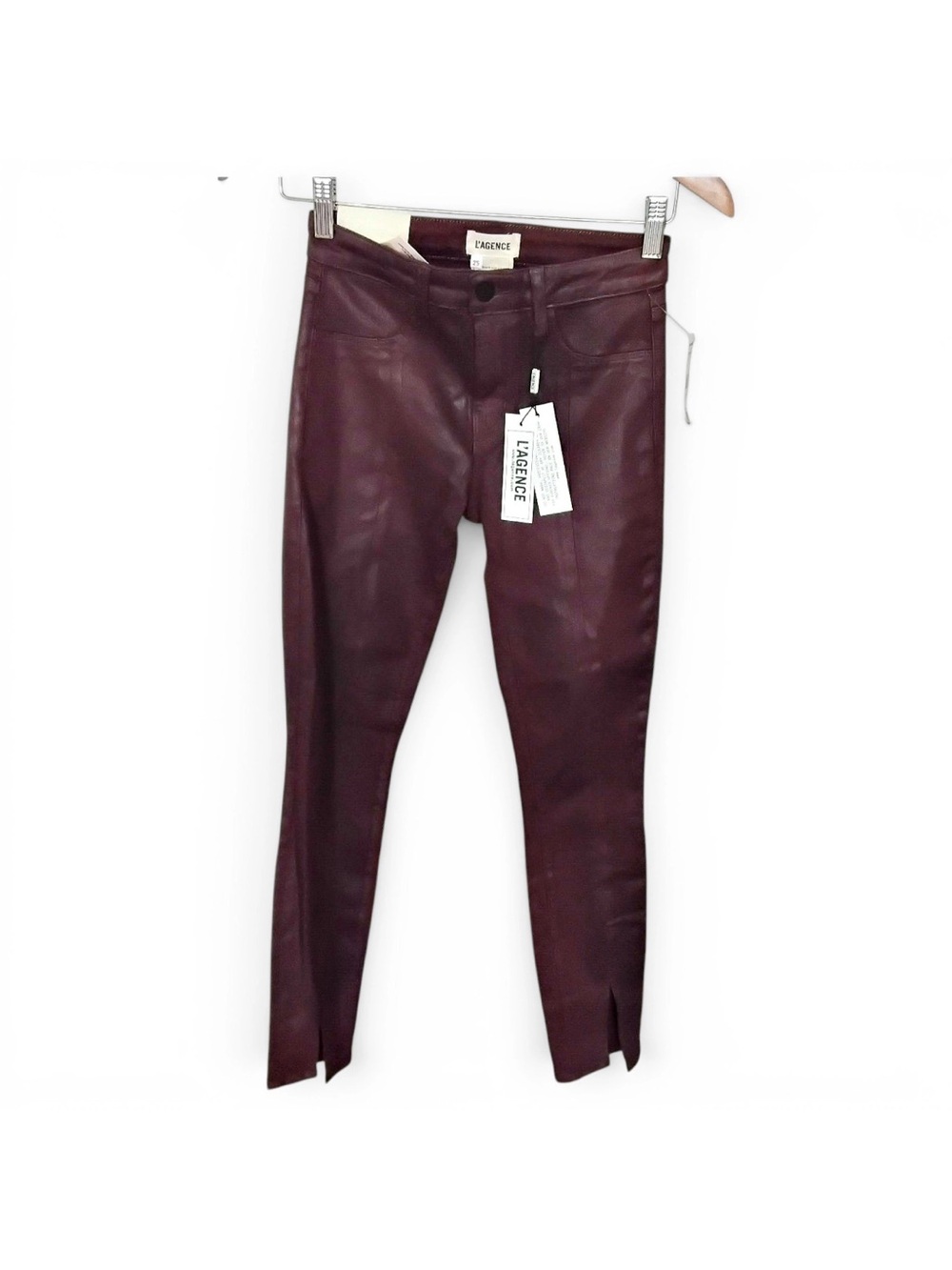 L'AGENCE Brown Skinny Pants with Ankle Slits